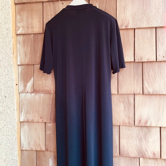 ๐จ๐ฆ Womens Jersey V-Neck Short Sleeve Black Maxi Length Dress - Picture 10 of 11